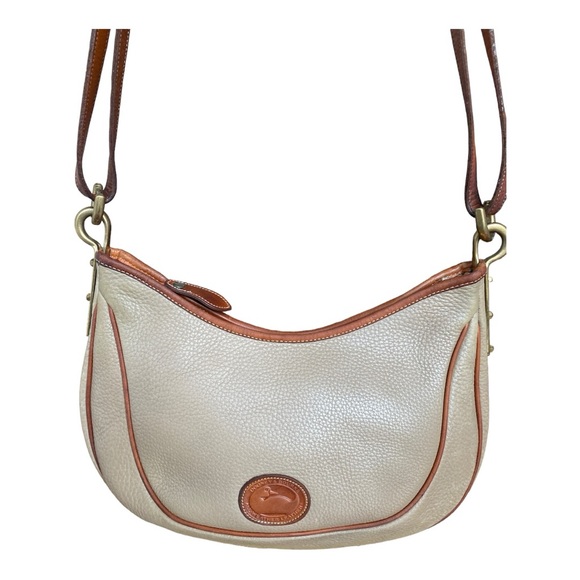 Dooney & Bourke Handbags - Dooney & Bourke Vintage Taupe Crescent Sac Shoulder Bag British Tan Tag C002487